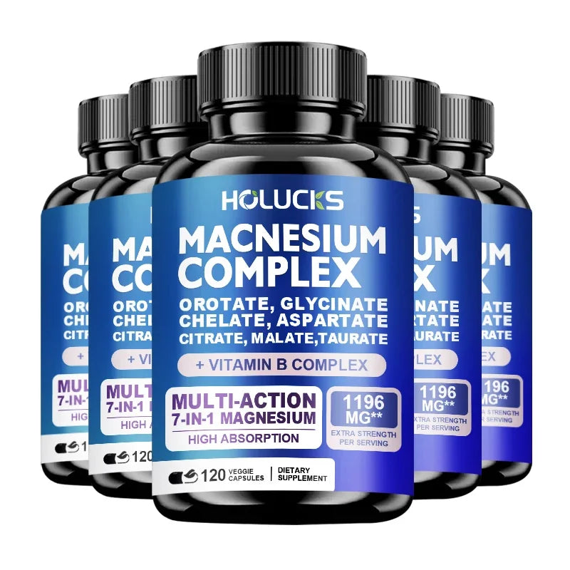 Magnesium Complex 1000mg Supplement, with Vitamins C, E, B1, B2, B6, B12, Chelated Magnesium Glycinate, Malate, Taurate &Citrate
