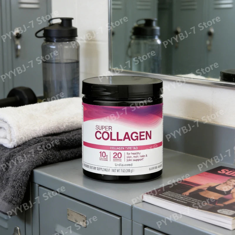 Super Collagen Powder A 6600mg Types 1 & 3 Unflavored 7 Ounces Bone Joint Skin Hair Nails Support Daily Nutritional Supplement