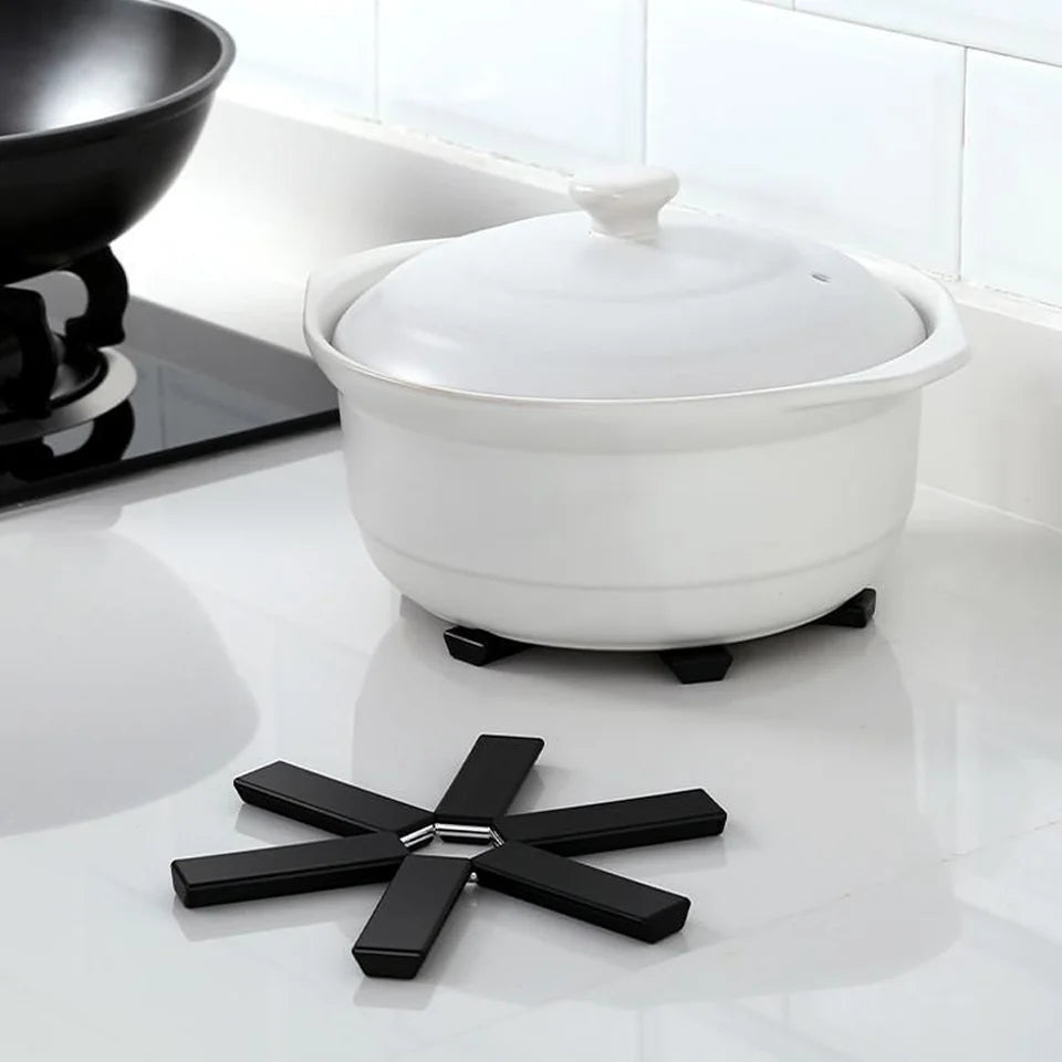 2PCS Foldable Pot Trivets Heat-resistant Pad Coaster Anti-scald Table Insulation Holder Collapsible Cross Design Kitchen Tools