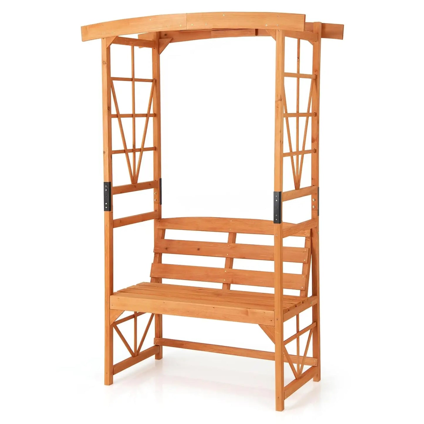 Wooden Arbor Bench with Trellis for Climbing Plants 48''W x 75''H Outdoor Lawn Wedding Decor, Customized