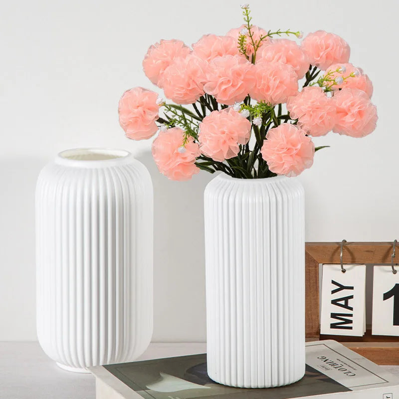 Nordic Plastic Small Vase for Tabletop Home Flower Living Room Decor Decoration Table Ornaments Circle Flower Arrangement Vase