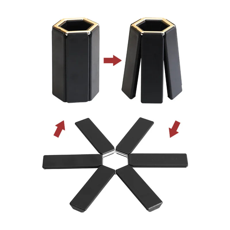 2PCS Foldable Pot Trivets Heat-resistant Pad Coaster Anti-scald Table Insulation Holder Collapsible Cross Design Kitchen Tools