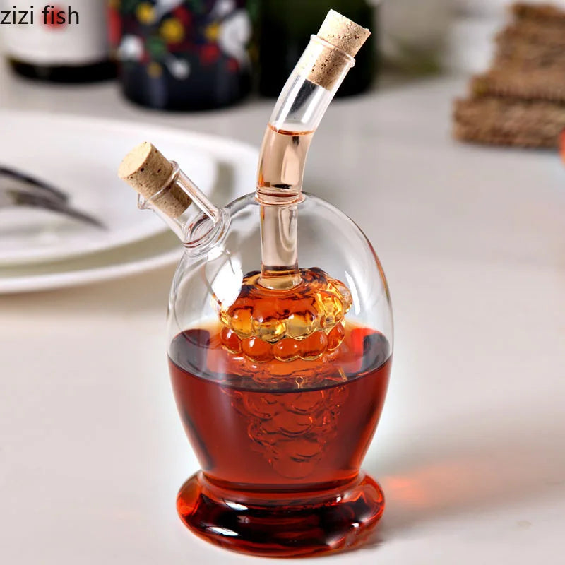 2-in-1 Double Layer Bottle Soy Sauce Vinegar Glass Bottle Oil Pot Heat Resistant Sealed Jar Condiment Storage Jar Kitchen Tools
