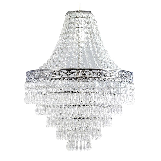 Blenheim 47cm Plastic Large Acrylic Chandelier Shade Easy Fit Pendant Droplets Lamp Shade no Bulb (Without Light Cord Kit)