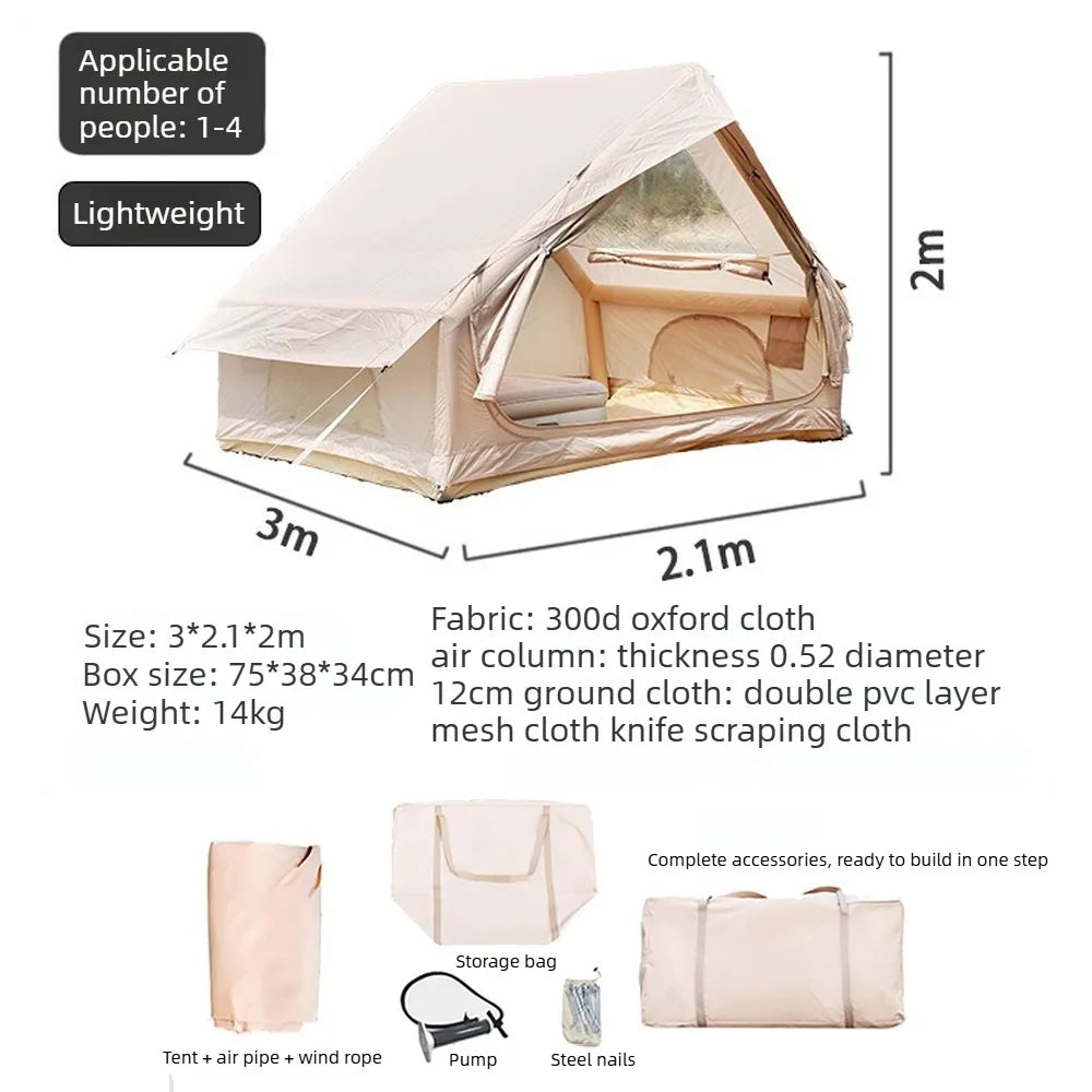 12㎡ Large Inflatable Camping Tent 4-8 people with Windows Portable Waterproof Sunscreencamping Tent Four Season Tents