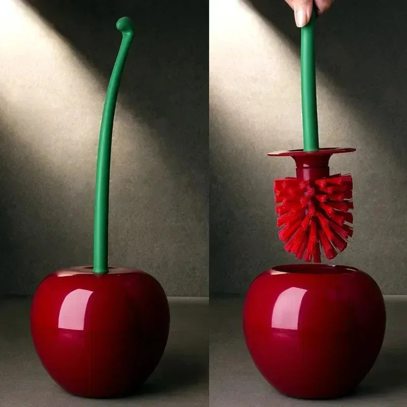 Two toilet brushes, toilet holders, bathroom accessories, creative and cute cherry shaped toilet brush holder set