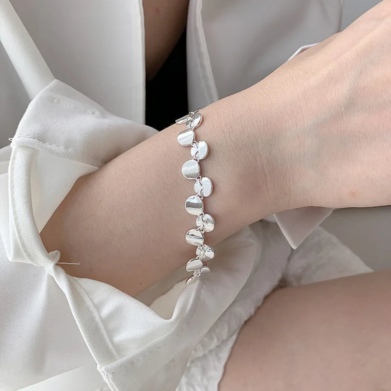 925 Sterling Silver Bracelet Geometric Cube Circle Punk Asymmetric Beaded For Woman Girl Fashion Jewelry Gift Dropship Wholesale