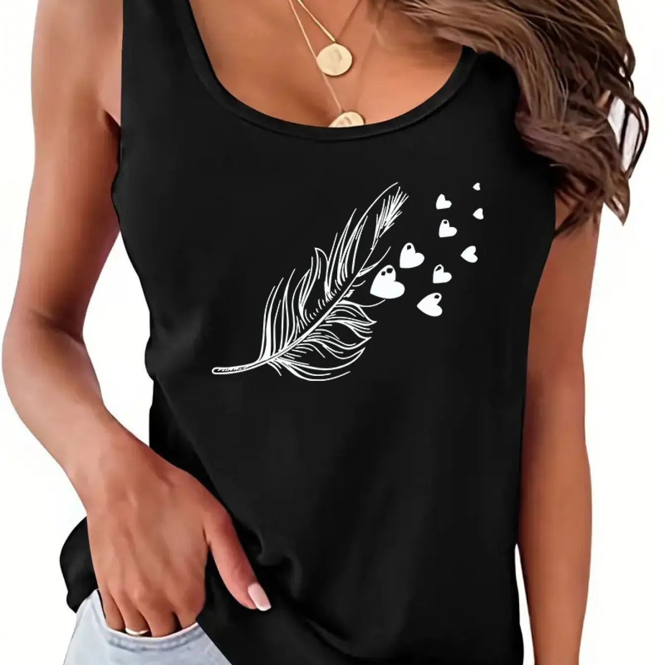 printed Summer women's loose and personalized dream catcher mesh printed vest top T-shirt comfortable sleeveless