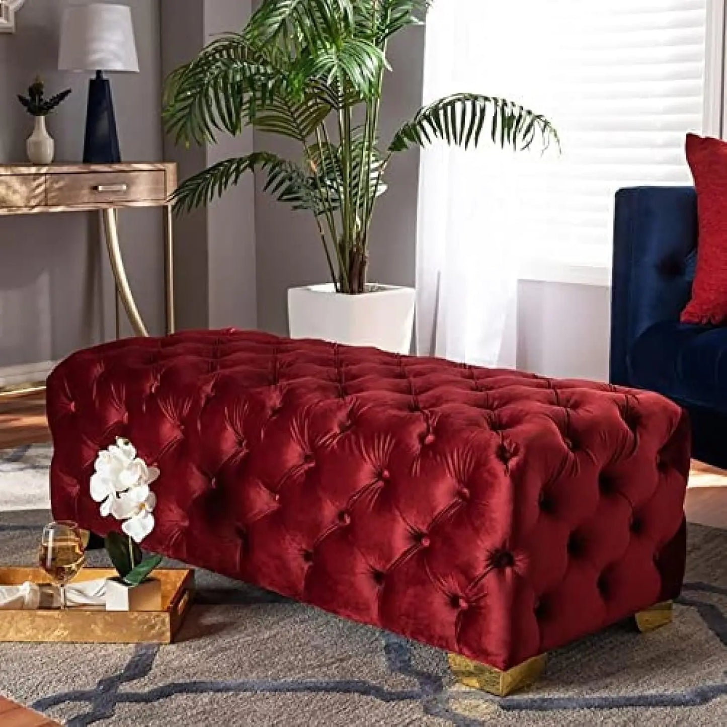 Rectangular End of Bed Bench Velvet Fabic,Button Tufted Upholstered Entryway Bench,Luxurious Bedside, Customized