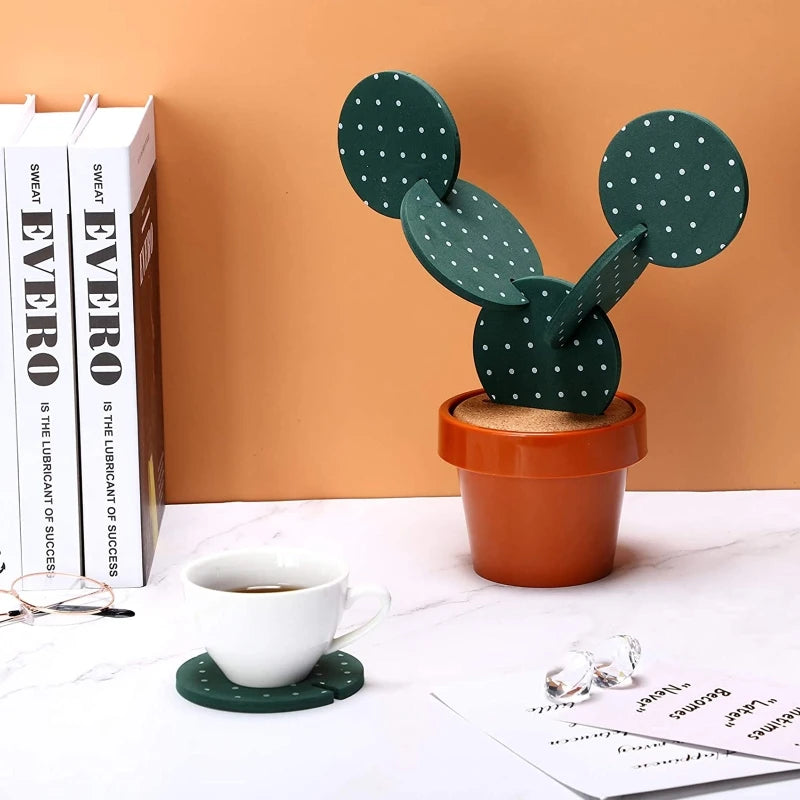 Cactus Household Heat Insulation EVA Non Slip DIY Friendly Hot Drink Cup Pad Placemat for Desktop Decoration T21C