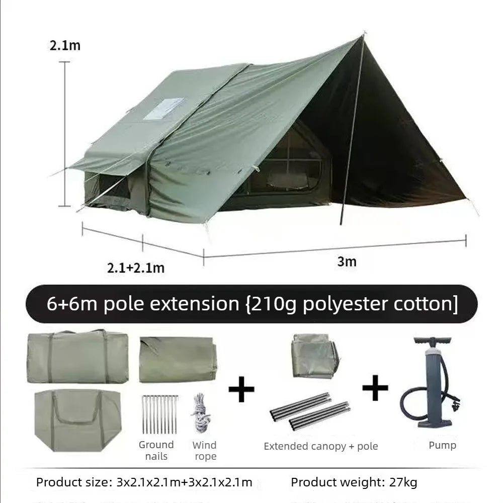 12㎡ Large Inflatable Camping Tent 4-8 people with Windows Portable Waterproof Sunscreencamping Tent Four Season Tents