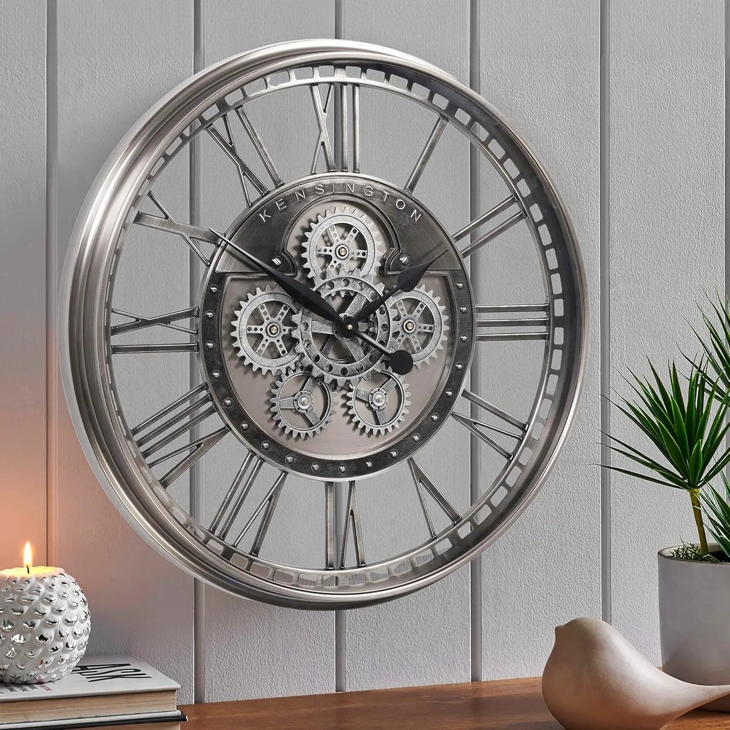 28 Inch Original Real Moving Gear Wall Clock Roman Numerals,Oversized Large Wall Clocks for Modern Farmhouse Living Room Home De