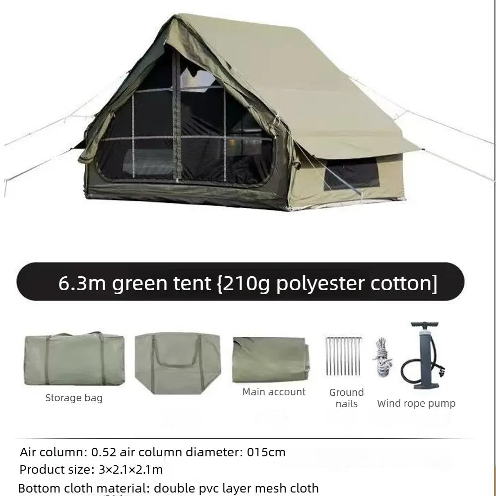 12㎡ Large Inflatable Camping Tent 4-8 people with Windows Portable Waterproof Sunscreencamping Tent Four Season Tents
