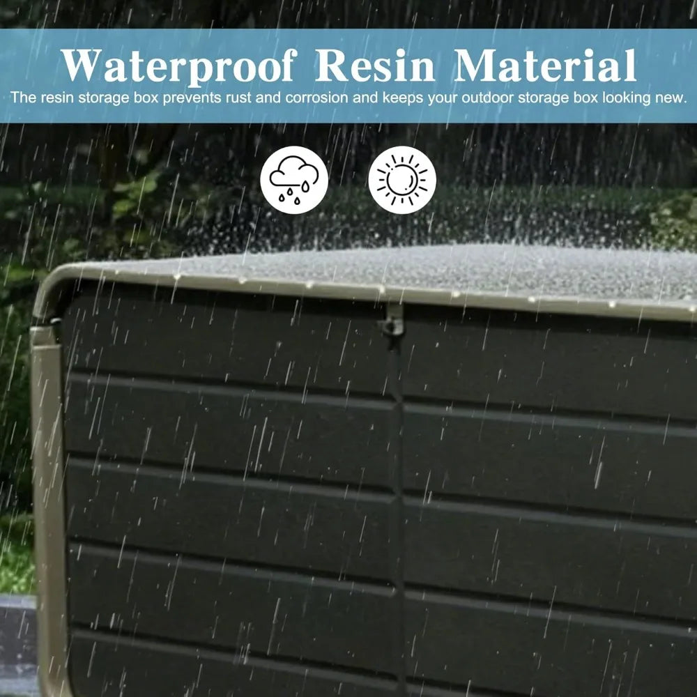 200 Gallon Outdoor Storage Box, Waterproof UV-Resistant Lockable Deck Box for Patio Cushions Garden Tools Pool Supplies