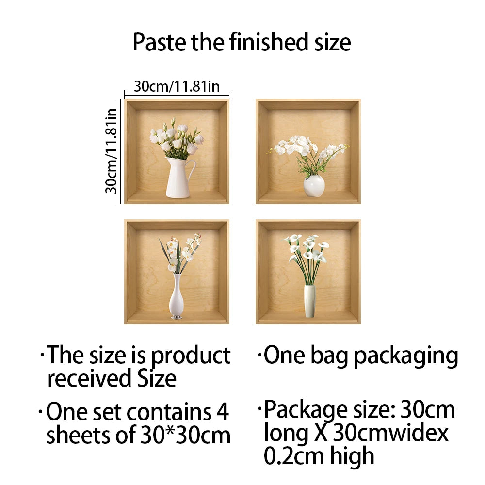 11 Styles cabinet decoration simulation plant potted plant oil resistant and waterproof PVC frameless wall sticker