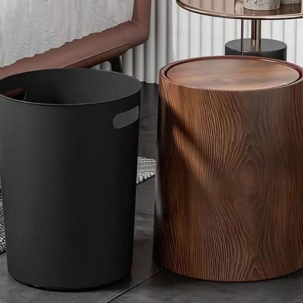 Retro Pp Plastics Wastebasket High-capacity Waterproof Trash Can Bathroom Recycle Bin Grain Kitchen Garbage Cube Home Decoration