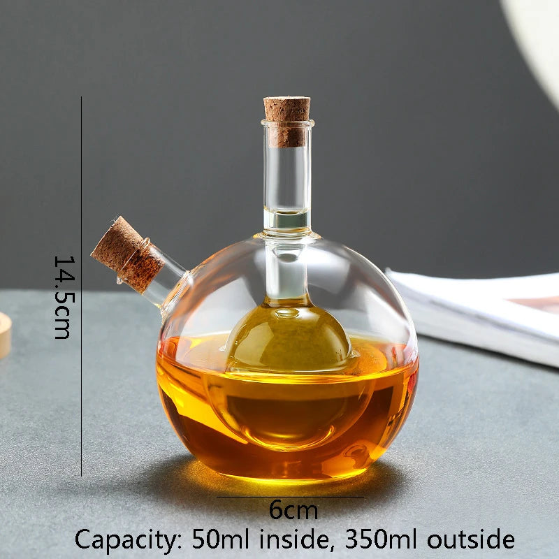 2-in-1 Double Layer Bottle Soy Sauce Vinegar Glass Bottle Oil Pot Heat Resistant Sealed Jar Condiment Storage Jar Kitchen Tools