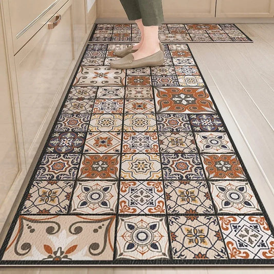 VIKAMACrystal Velvet Kitchen Carpets Oil-Proof And Water-Proof Floor Mats, Household Washable, Long, Dirt-Resistant   Home Decor