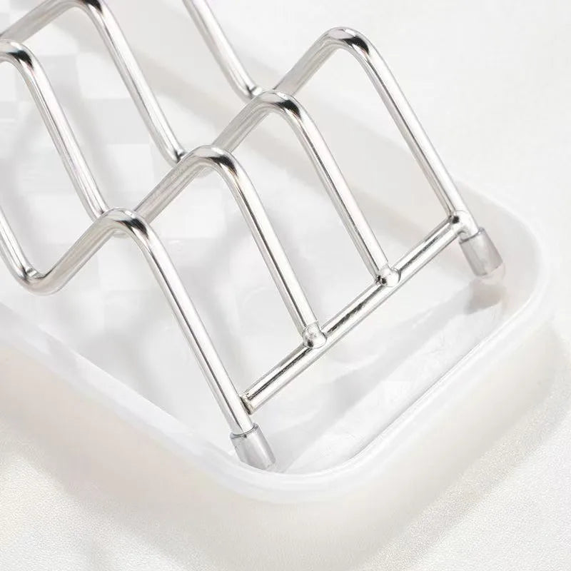 Stainless Steel Drainage Soap Box Simple Modern Style Household Bathroom Soap Storage Rack Creative Anti-Slip Holder