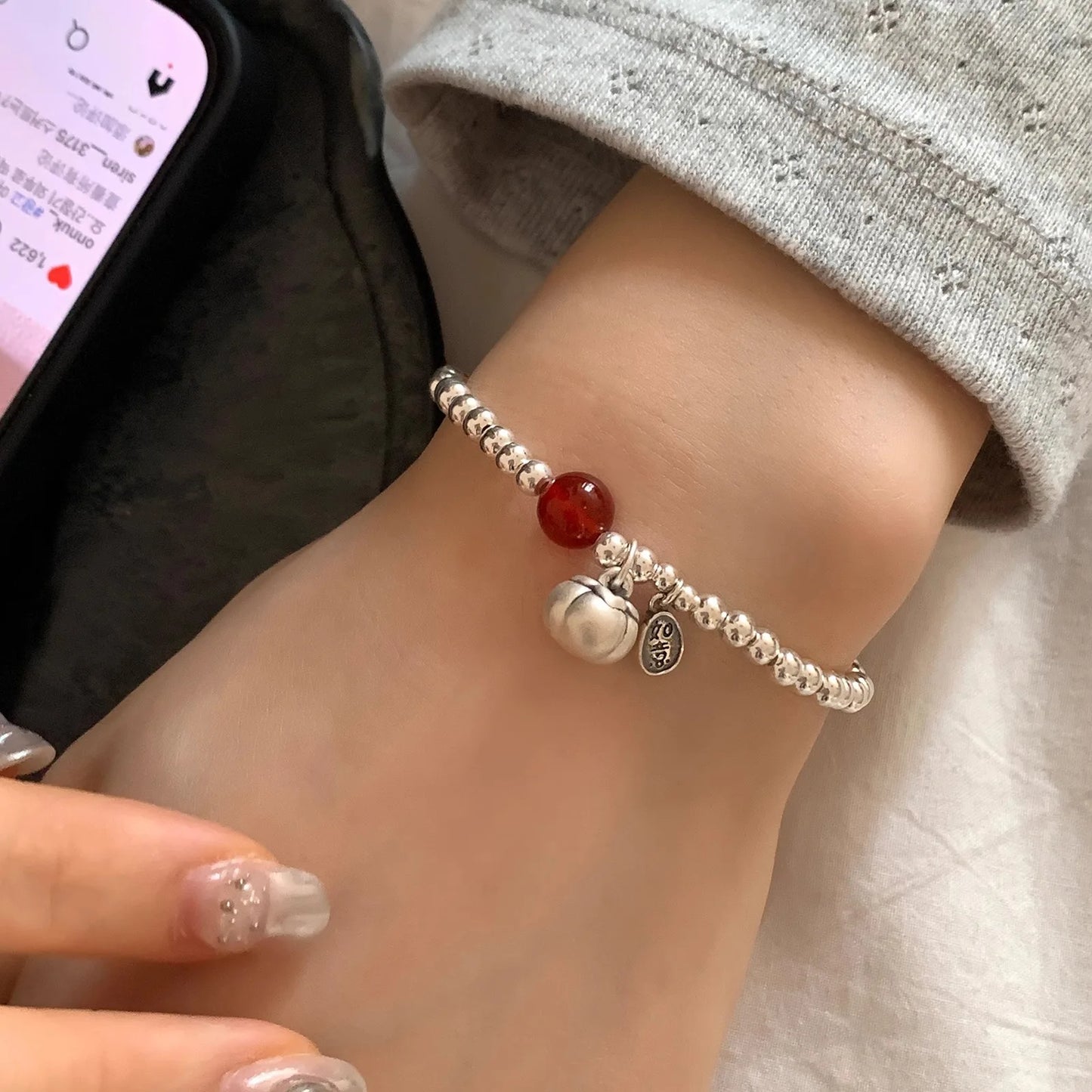 925 Sterling Silver Bracelet Geometric Cube Circle Punk Asymmetric Beaded For Woman Girl Fashion Jewelry Gift Dropship Wholesale