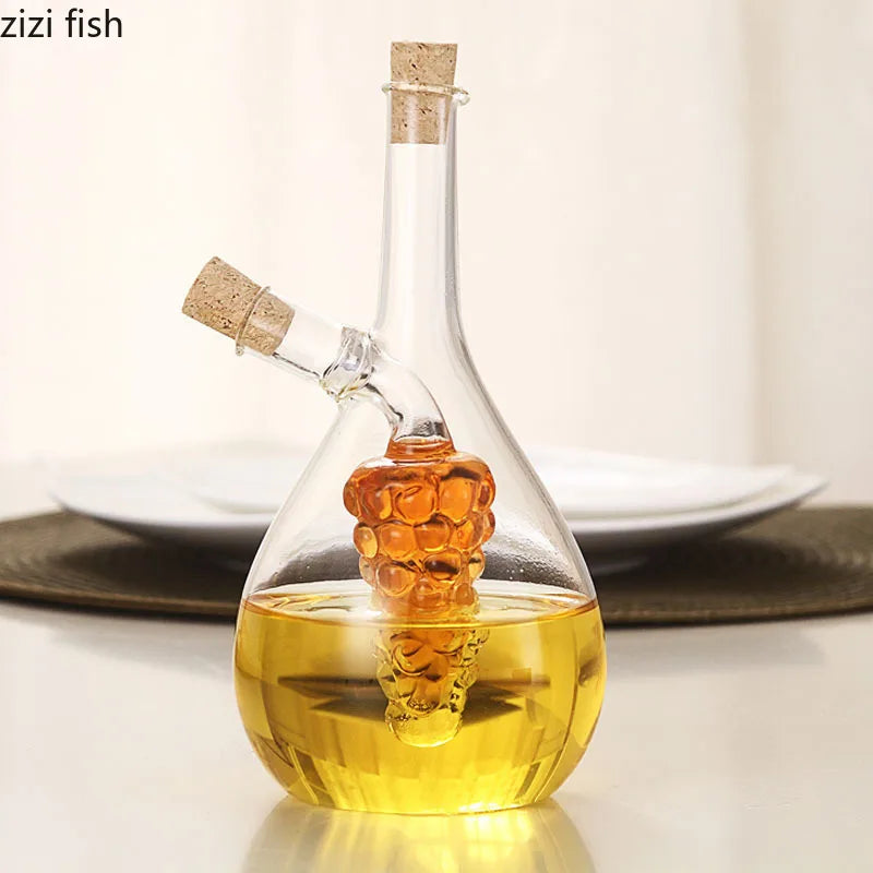 2-in-1 Double Layer Bottle Soy Sauce Vinegar Glass Bottle Oil Pot Heat Resistant Sealed Jar Condiment Storage Jar Kitchen Tools