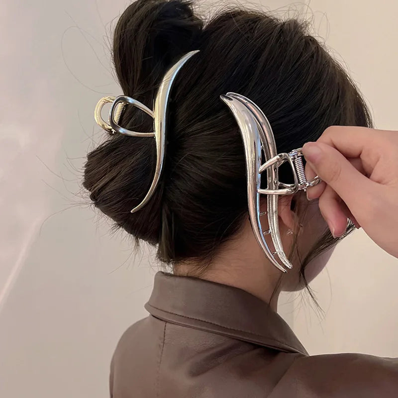 Women Alloy Hair Claw Barrettes Metal Hairpin Crab Hair Clips Bow Geometric Party Hair Accessories Women Girls Headwear Ponytail
