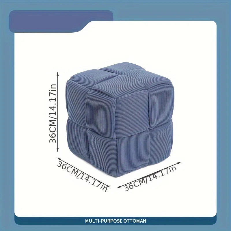 Small Stool for Home Tea Machine, Sofa Footrest, Shoe Bench, Soft and Comfortable Square Faux Fur Woven Design Ottoman, Footrest
