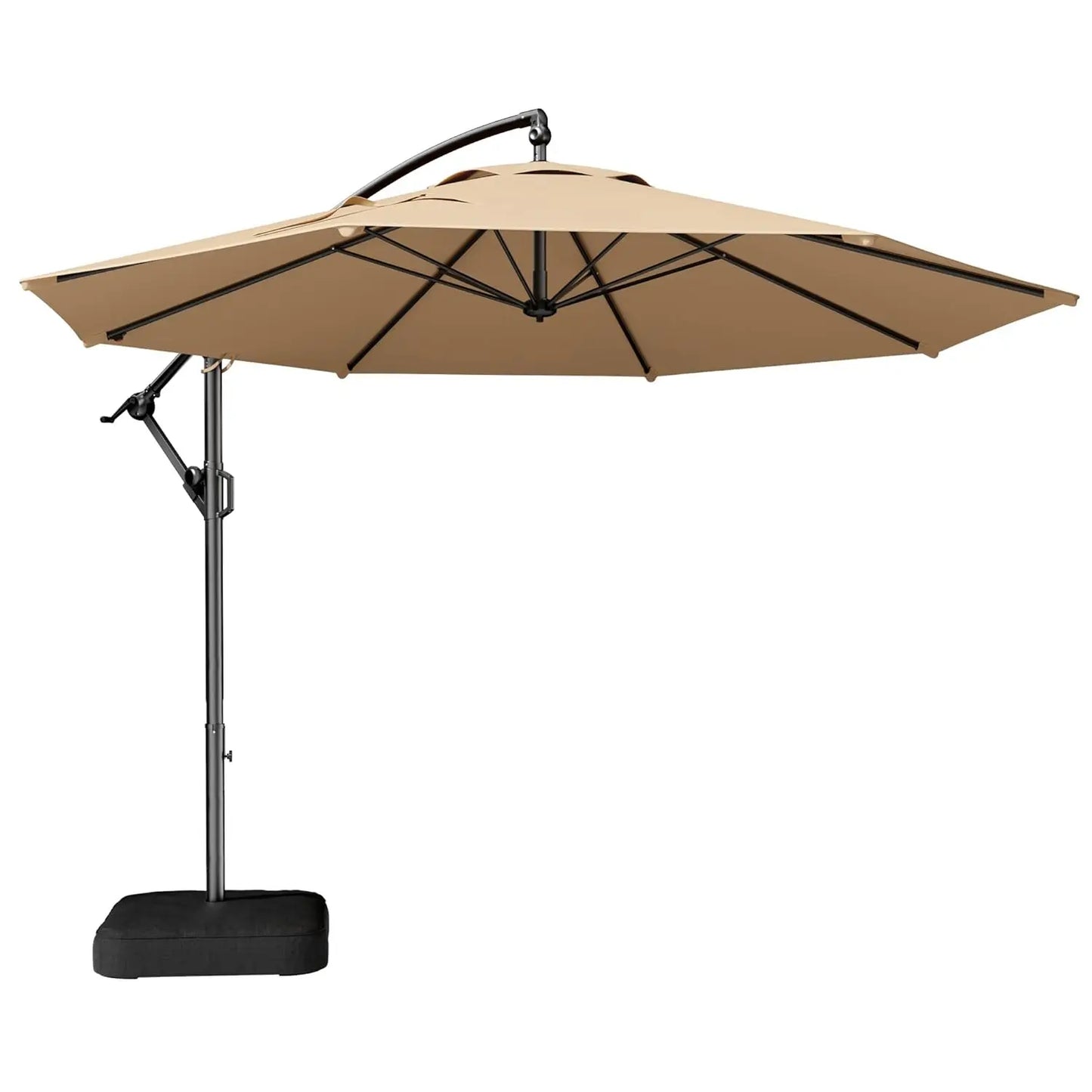 10ft Offset Patio Umbrella - w/Base, Cantilever Offset Hanging Patio Outdoor Market Umbrella UPF50+ UV Protection, Customized