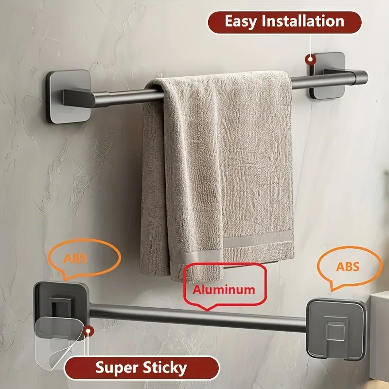 2pcs Bathroom Towel Rack Wall Mounted Towel Rack Saves Space Towel Rack Kitchen Storage Modern Decoration Without Drilling Holes