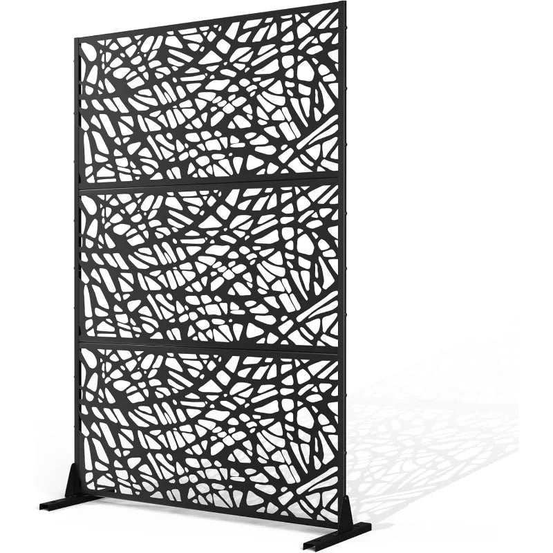 Garden  Metal Privacy Screen Outdoor Privacy Screen, Freestanding Fence Panel For Outside, 72''H×47''W, Decorative Screen Panel