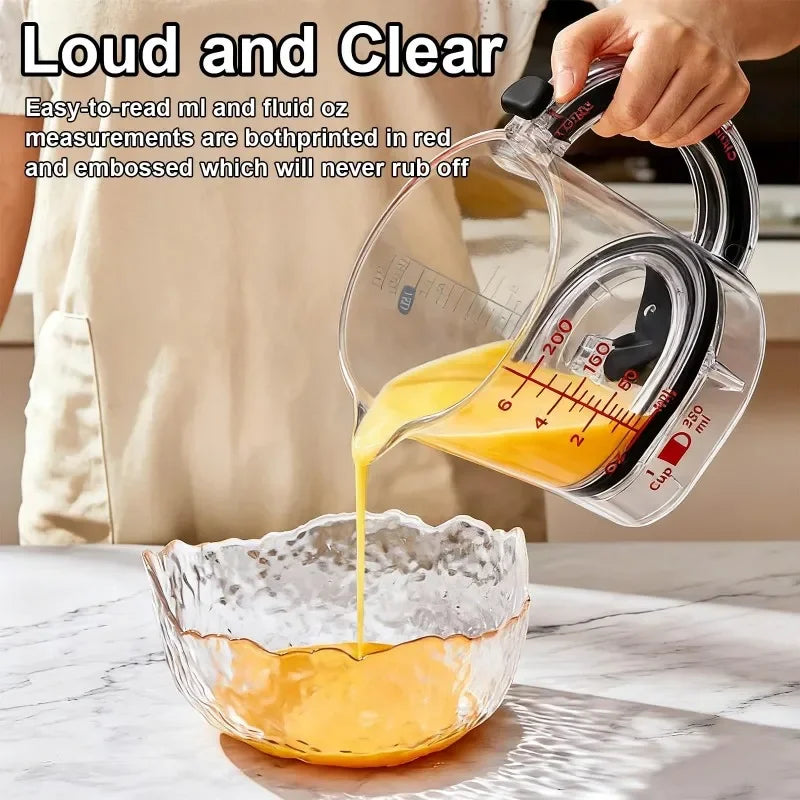 4-IN-1 Measuring Cup Adjustable MultiFunctional Measuring Cup with Scraper-Style Seal Base Kitchen Cube Cups Tools for Cooking