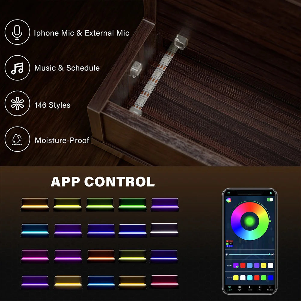 LED Lighted Liquor Shelves Wooden Bottle Display Shelf with App Remote Control For Home Bar Pub Restaurants Party Supplies
