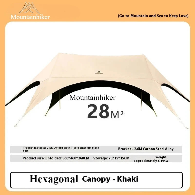 MOUNTAINHIKER 2-10 Persons Outdoor Cat Ear Canopy Tent 210D Oxford Blackout Sun Shelters Camping 28㎡ Quick Setup Sunshade Awning