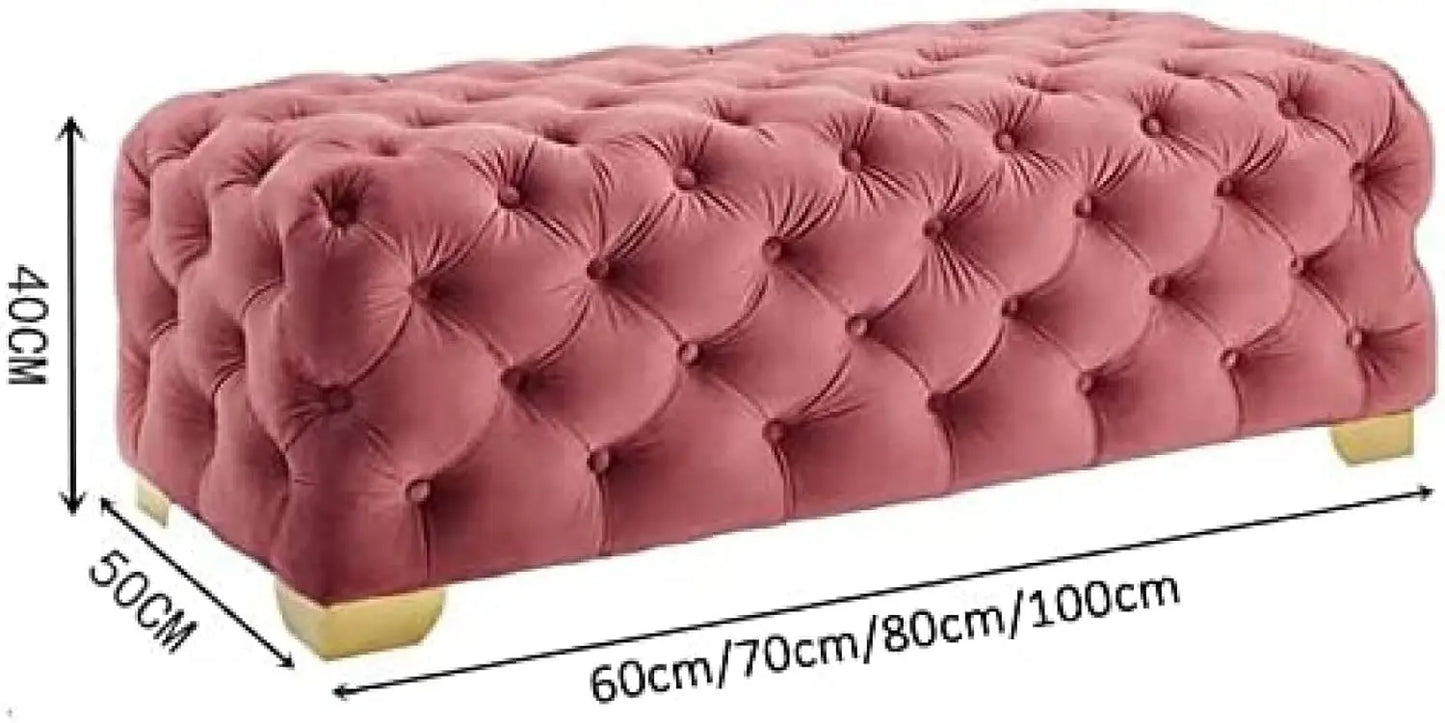 Rectangular End of Bed Bench Velvet Fabic,Button Tufted Upholstered Entryway Bench,Luxurious Bedside, Customized