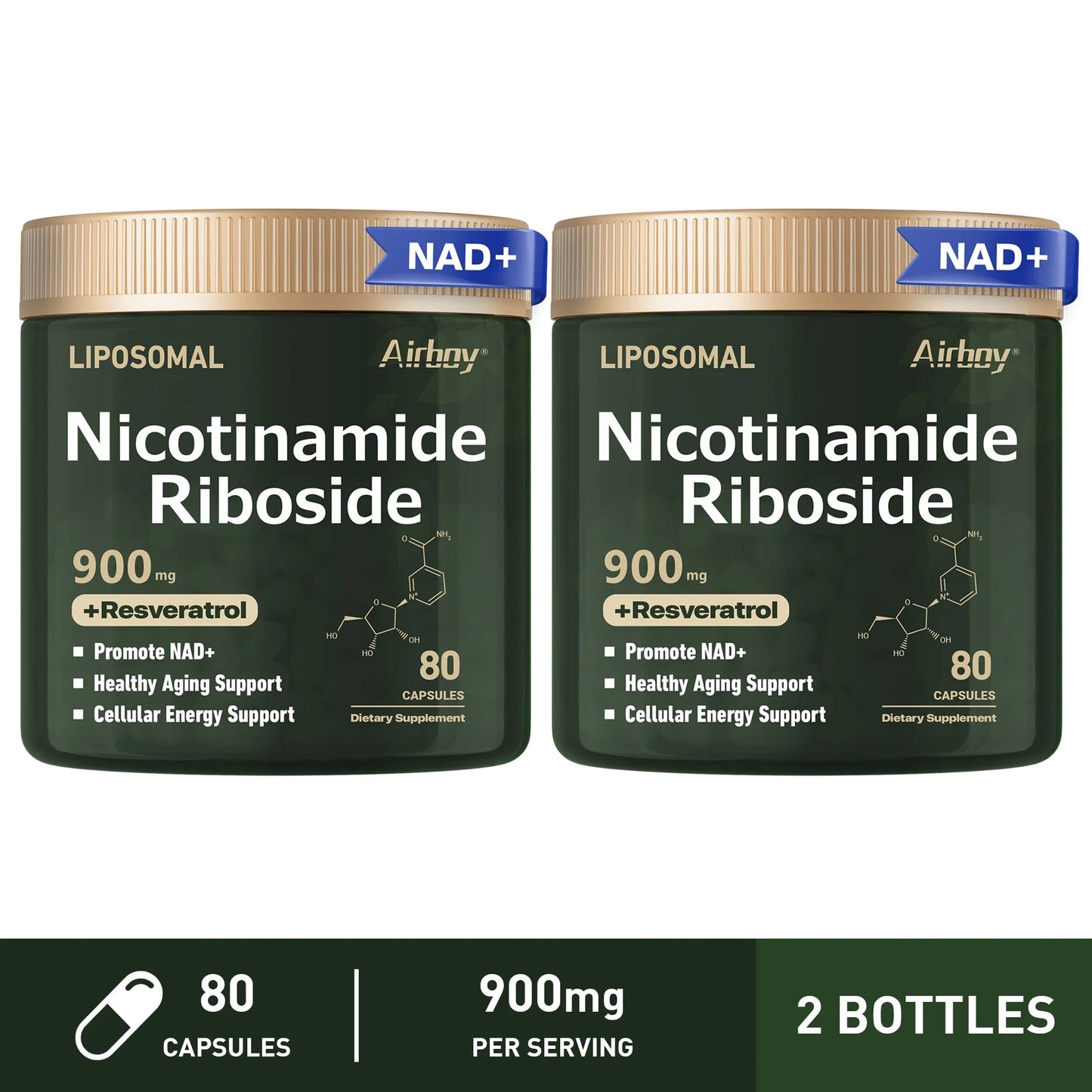 Nerve Protection, Delay Aging, Protect Blood Vessels NAD+ Supplement - Liposomal Nicotinamide Riboside 900mg, Resveratrol