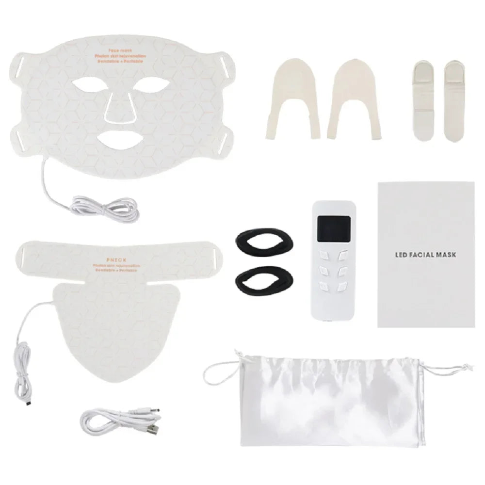 4Color Silicone Facial Neck Mask Anti Aging Skin Rejuvenation Brighten Beauty Face Photon Mask