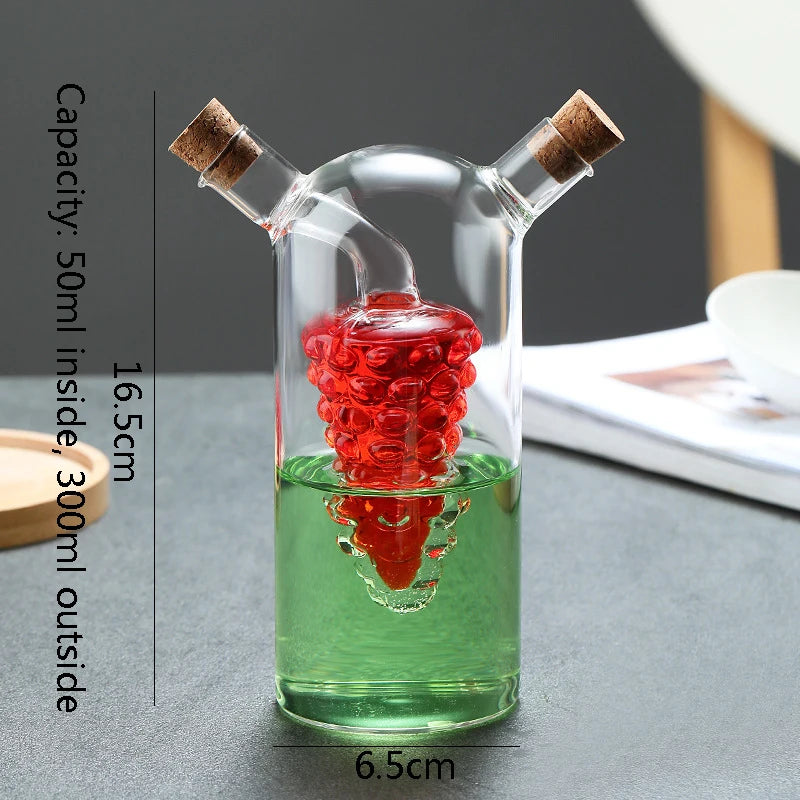2-in-1 Double Layer Bottle Soy Sauce Vinegar Glass Bottle Oil Pot Heat Resistant Sealed Jar Condiment Storage Jar Kitchen Tools
